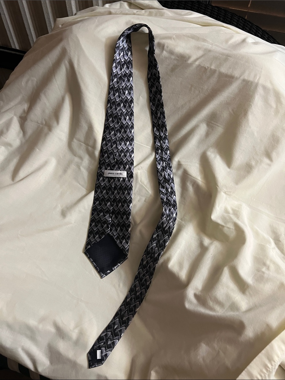 Pierre Cardin Black & Gray Textured Pattern Silk Tie